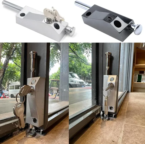 Miniatura 4 de MY MIRONEY Cerradura de puerta corredera negra para puertas de patio de vidrio de ventana Cerradura de seguridad auxiliar