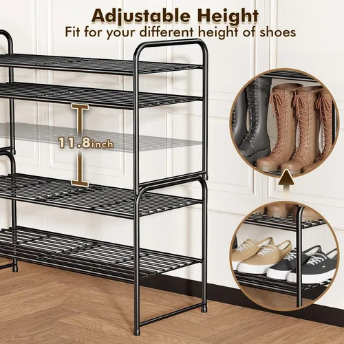 Miniatura 5 de SUFAUY - Estante para zapatos apilable de 2 niveles, zapatero para entrada, con gran capacidad, organizador de calzado para dormitorio, rejilla