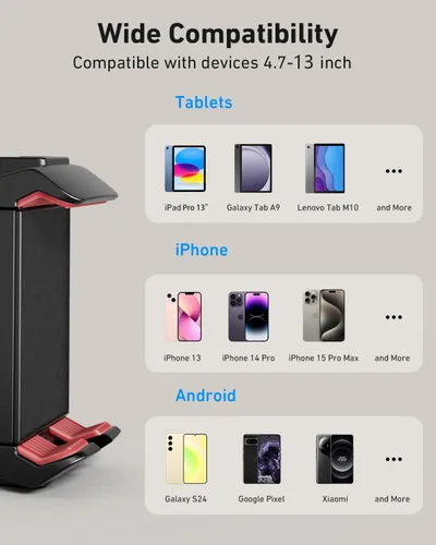 Miniatura 4 de KraftGeek Soporte de trípode para teléfono, iPad, soporte para iPhone con adaptador de tornillo de 1/4 pulgadas, soporte de trípode para iPhone Pro