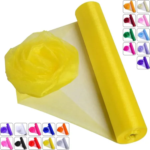 Miniatura 16 de Tela de Organza de Cristal Tul - 16" por 50 Yardas Tela Transparente para Decoración de Fiestas de Boda Despedida de Soltera Tutú Rollo de Malla