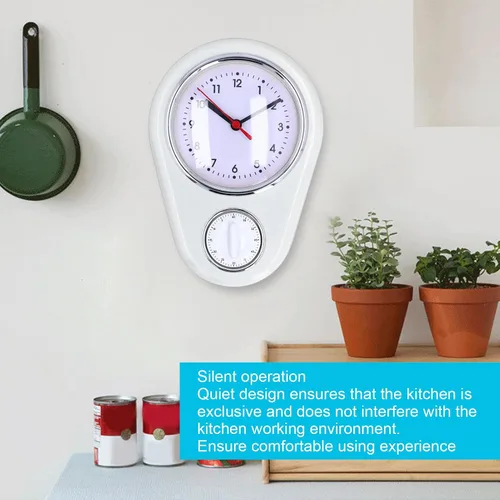 Miniatura 7 de Tyenaza Reloj de pared retro con temporizador de cocina de 9 pulgadas, multifuncional, innovador reloj de cuarzo de operación silenciosa