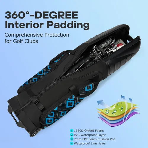 Miniatura 3 de Golf Travel Bags for Airlines with Reinforced Wheels, Hard Case Top and 1680D Heavy Duty Oxford Protect Golf Clubs, Lightweight and Easy to Use