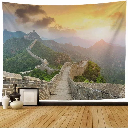 Staromay Tapiz Great Wall China Travel Historic Hill Wonder Path Border Sunsetjinshanling Monumentos Parques Tapiz de pared al aire libre, bonito