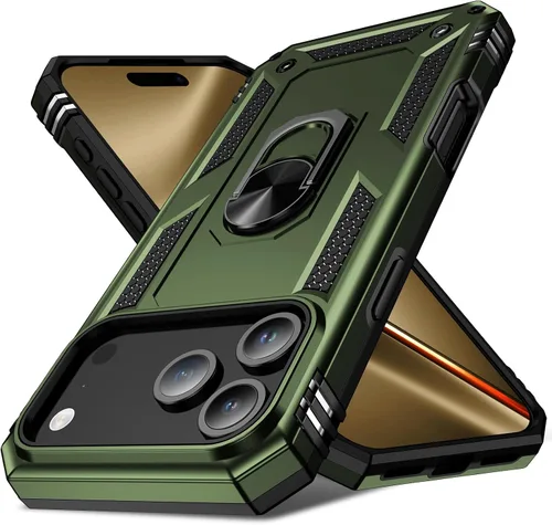 Miniatura 13 de 17 Pro - Funda de teléfono para hombre con anillo de soporte, armadura resistente de grado militar para iPhone 17 Pro, funda a prueba de golpes, Azul