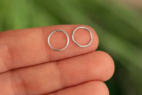 Miniatura 112 de Aretes de aro de oro de plata – Aretes de aro para mujer, dos piezas de aros de plata fina rellenos de oro, aro de hélice, anillo de tragus, aro