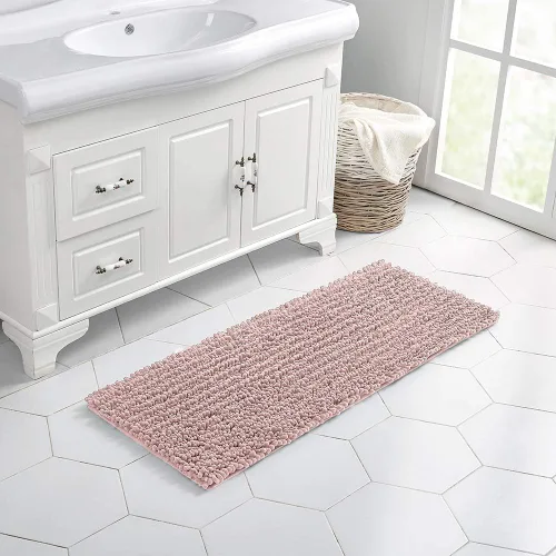 Miniatura 213 de Walensee Alfombra de baño antideslizante (24x17 pulgadas, rosa polvoriento) absorbente de agua, súper suave, lanuda de felpilla, lavable a máquina