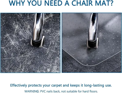 Miniatura 4 de Tapete para Silla de Oficina para Alfombra, 30" x 48" Tapete Protector de Alfombra de Pelo Bajo para Silla de Oficina, Tapetes de Oficina Bajo