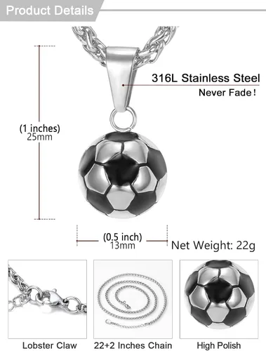 Miniatura 6 de U7 Cadena de fútbol americanobéisbol para hombre, acero inoxidable, chapado en oro de 18 quilates, collar de zapatos deportivos para correr