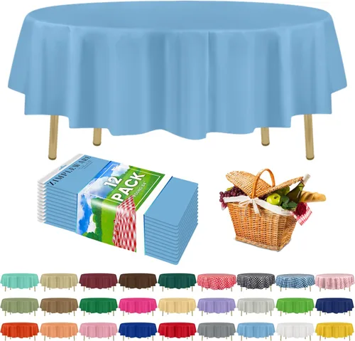 Miniatura 32 de Zimpleware - Mantel redondo de plástico para fiestas de 213 cm (84 pulgadas) de diámetro (paquete de 1, 6 y 12 unidades)