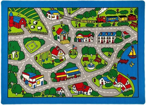 Miniatura 3 de Champion Rugs Alfombra para niños/habitación de bebé/guardería/aula/sala de juegos. Carreteras. Ciudad. Ciudad. Pistas de autos de carreras.