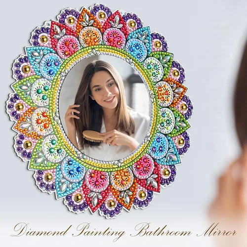 Marsui Kit de espejo de pintura con diamantes para adultos, principiantes, Navidad, cumpleaños, manualidades, decoración de mesa de pared para el