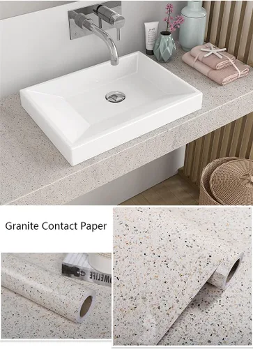 Miniatura 2 de Papel de granito brillante para encimeras, diseño de mármol, papel tapiz para pelar y pegar, de 15.7 × 118 pulgadas, papel adhesivo para la cocina