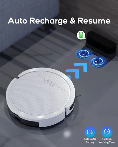 Miniatura 4 de V3 Robot aspirador y fregona, Robot aspirador 3 en 1 con succión de 5000Pa, funciona con WiFi 2.4G/Alexa/App/Control remoto, limpieza programada