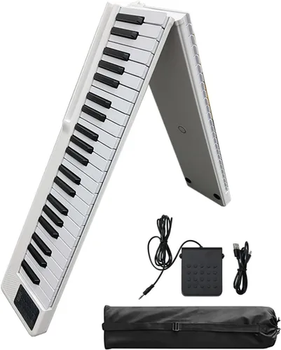 Miniatura 8 de Piano eléctrico plegable de 88 teclas, piano digital portátil semiponderado, recargable con altavoces duales integrados con pedal Bluetooth 5.0 MIDI