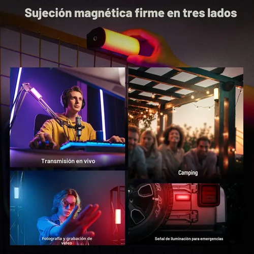Miniatura 4 de NEEWER Vara de Luz Magnética Manual Básica, Luz de Video LED Mini RGB Completa de 360°, Batería de 2500mAh, Luz de Tubo de Cámara Ajustable