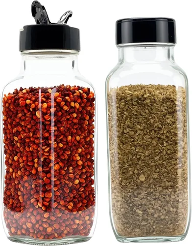 JARMING COLLECTIONS Agitadores de Especias Cuadrados Franceses de Vidrio de 16 oz con Tapas – Recipientes Grandes de Condimentos para Cocina,
