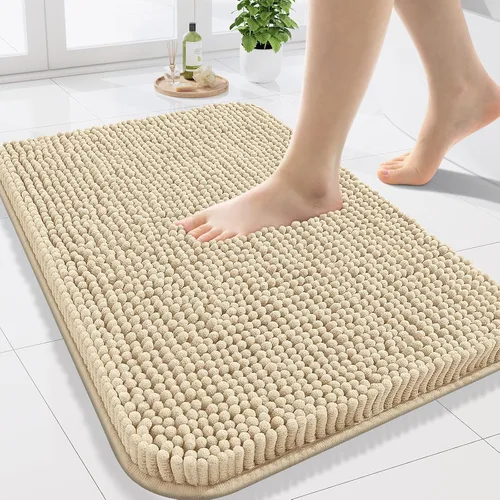Arotive Alfombras de baño de felpilla extrasuaves y absorbentes, de 24 x 16 pulgadas, lavables a máquina, parte trasera de goma antideslizante, para