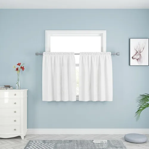 Miniatura 86 de UPOPO Cortinas de Niveles Beige Sobre Fregadero con Textura de Lino para Ventana de Cocina de 16 Pulgadas de Largo Caravana Privacidad Pequeñas