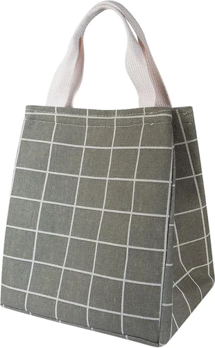 Miniatura 7 de Lonchera térmica para mujeres y hombres, bolsas reutilizables para el almuerzo para adultos para el trabajo o viajes (cuadros negros)