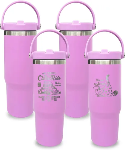 Miniatura 11 de Vaso de 30 onzas con asa superior, vaso aislado al vacío de doble pared con popote abatible, taza de café de viaje de 30 onzas con recubrimiento