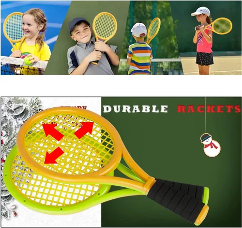 Miniatura 2 de Raquetas de tenis para niños con bolsa de transporte, pelotas de entrenamiento suaves y pájaros de bádminton, juego de regalo de raquetas de tenis
