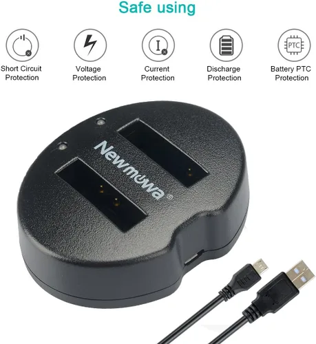 Miniatura 5 de EN-EL12 Newmowa - Batería de repuesto (paquete de 2) y cargador USB dual para Nikon EN-EL12 y Nikon Coolpix AW100 AW100s AW110 AW110s AW120 P330