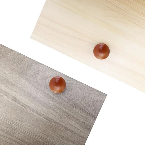Miniatura 6 de Bitray Perillas de madera redondas con forma de hongo y color marrón claro, tiradores de cajón de madera - 8
