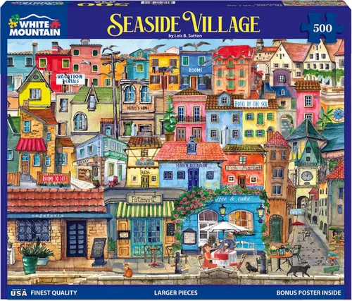 Miniatura 2 de White Mountain Rompecabezas de 500 piezas de pintura de Italia con piezas grandes, regalo para adultos de 18 x 24 pulgadas, Seaside Village