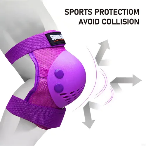 Miniatura 8 de rodilleras para niños/adolescentes, coderas, protectores de muñeca, juego de protección 3 en 1, para niños de 3 a 15 años, patines, ciclismo, Púrpura