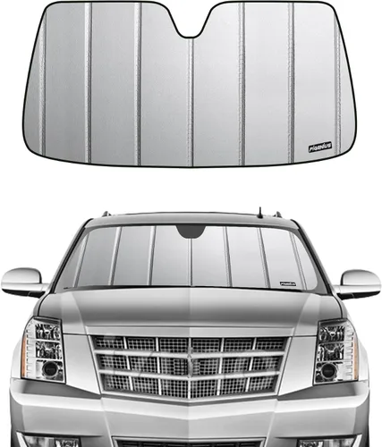 Miniatura 10 de Pigenius Parasol de parabrisas para Cadillac/Chevy/GMC Escalade Suburban Tahoe Yukon 2015-2020, acabado plateado metálico