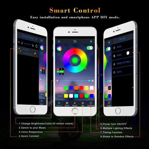 Miniatura 3 de Kits de luces LED RGB con control Bluetooth, impermeables, multicolor, luces LED de neón subterráneo, luces para camión, SUV, ATV, UTV, barco