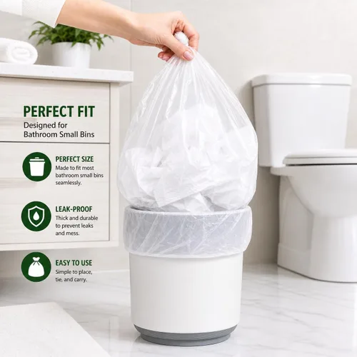 Miniatura 5 de Bolsas de basura pequeñas de 3 galones (440 unidades) para cubos de basura de plástico transparente para baño, se adaptan a contenedores de 2