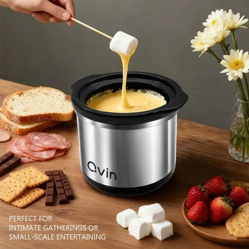 Miniatura 6 de Olla de cocción lenta mini de 0.65 cuartos de galón, olla de fusión para fondue con cacerola de gres apta para lavavajillas, para salsas, guisos