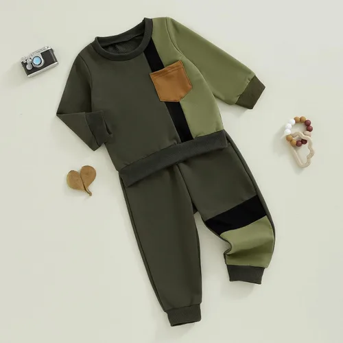 Miniatura 78 de Conjunto de sudadera de manga larga con cuello redondo y pantalones deportivos para bebés, ropa de invierno para bebé