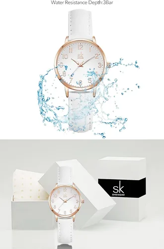 Miniatura 5 de SHENGKE Women Watches Leather Band Luxury Quartz Watches Girls Ladies Wristwatch Relogio Feminino
