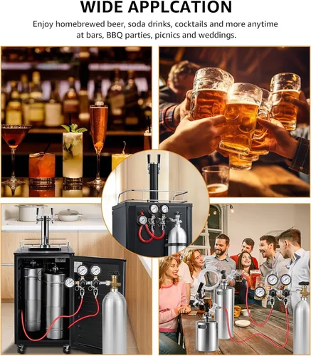 Miniatura 9 de Regulador de CO2 para dispensador de torre de cerveza de barril doble Kegerator, regulador de barril dual Regulador de presión de cerveza de CO2