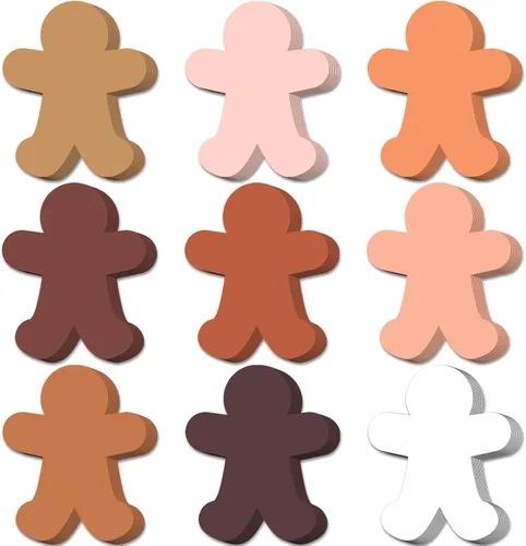 Lincia 108 recortes de papel en forma de personas de 3.5 pulgadas para manualidades, recortes multiculturales en blanco para tablón de anuncios,