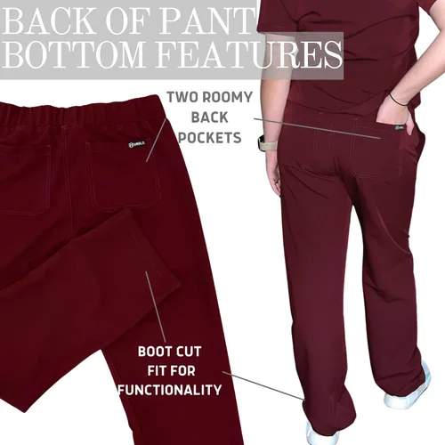 Miniatura 8 de HUMBLE Scrubs Pantalón Cordón Mujeres Pierna Recta Uniforme Médico