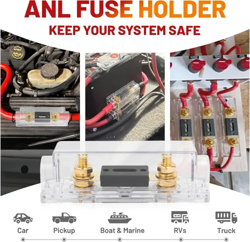 Miniatura 7 de RED WOLF Soporte de fusible ANL de audio para automóvil con fusible de 300 A para motor de arrastre, ATV, remolque, inversores, amplificador