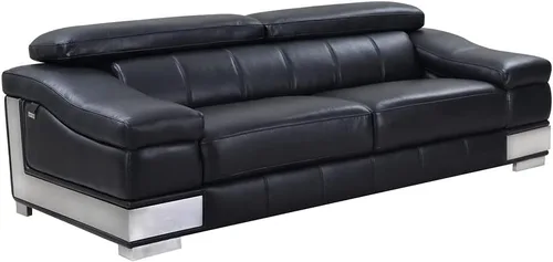 Miniatura 14 de BlackJack Furniture Salerno - Sofá moderno y contemporáneo de cuero italiano de grano superior, color gris rinoceronte