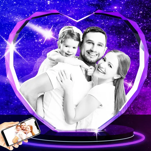Miniatura 11 de Foto de cristal 3D – Regalos personalizados con tu propia foto para él/ella, mamá, papá, mujeres, hombres, imagen grabada con láser 3D, imagen