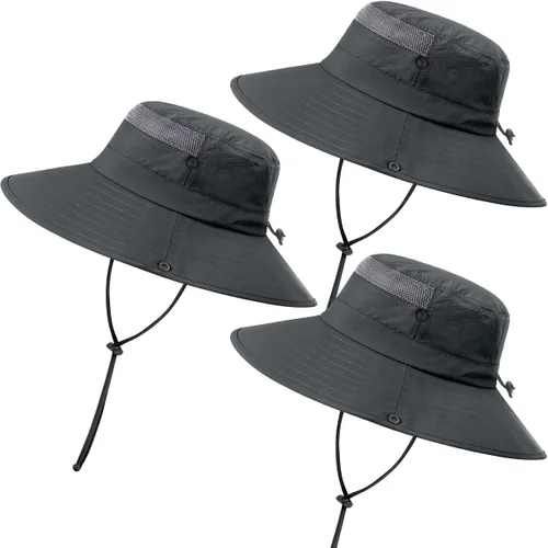 Paquete de 3 sombreros Boonie para hombre, protección UV, sombrero de pesca al aire libre para senderismo, safari y jardinería