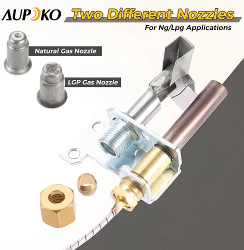 Miniatura 4 de Aupoko Quemador piloto y conjunto de termopila, termopila de aluminio de 36 pulgadas 250-750 MV, quemador piloto está equipado con orificio piloto