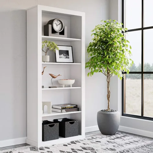Edenbrook Sumac - Estantería organizadora de 5 estantes para muebles de dormitorio u oficina en casa, estantería blanca de 12.8 pulgadas de