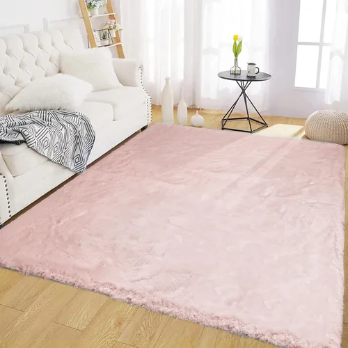 Miniatura 24 de Latepis Alfombra Pequeña Negra Esponjosa 2x3 pies Manta de Piel Sintética de Conejo Alfombra Suave Lavable Alfombras Peludas Shag para Dormitorio