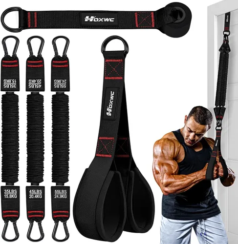 Miniatura 9 de HOXWC Resistance Bands with Handles, Exercise Bands with Door Anchor for Working Out, Home Gym Workout Equipment for Push Downs, Tricep, Biceps