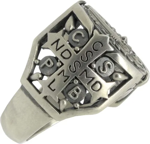 Miniatura 3 de St Benedict christian catholic ancient Sterling Silver 925 medal mens ring, Exorcism