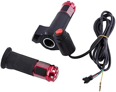 Juego de empuñaduras de acelerador, manubrio eléctrico de motocicleta con pantalla LED, 12-84V, 3 velocidades, izquierda y derecha, rojo
