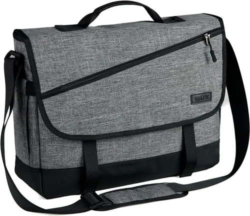 Miniatura 8 de VASCHY Bolsa de mensajero para hombre, bolso cruzado de moda para laptop, bolsa lateral para hombres y mujeres para el trabajo, negocios
