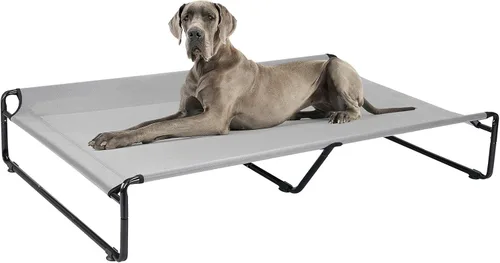 Miniatura 18 de Veehoo Cama elevada para perros al aire libre, camas elevadas para perros grandes, cuna lavable con reposacabezas laterales, patas antideslizantes